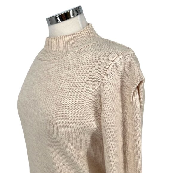 Fate Puff Sleeve High Neck Sweater Beige Cream Size Small - Picture 3 of 9